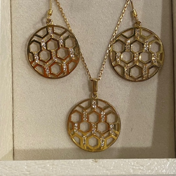 OPULUX Gold Over Sterling Silver Necklace & Earrings Set in the Box - Picture 3 of 7